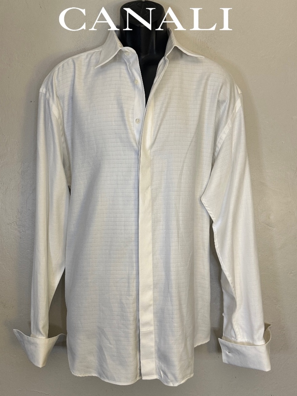 Canali Textured French Cuff Shirt 17 neck / EU 43 Made in Italy Gently worn